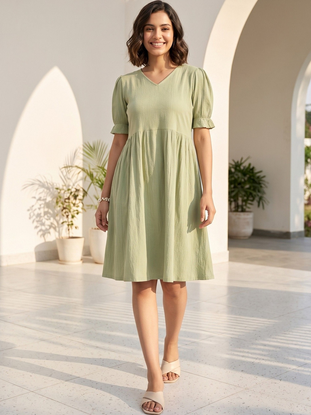 CLOTHING CLOSET Women Puff Sleeve Fit & Flare Mini Dress