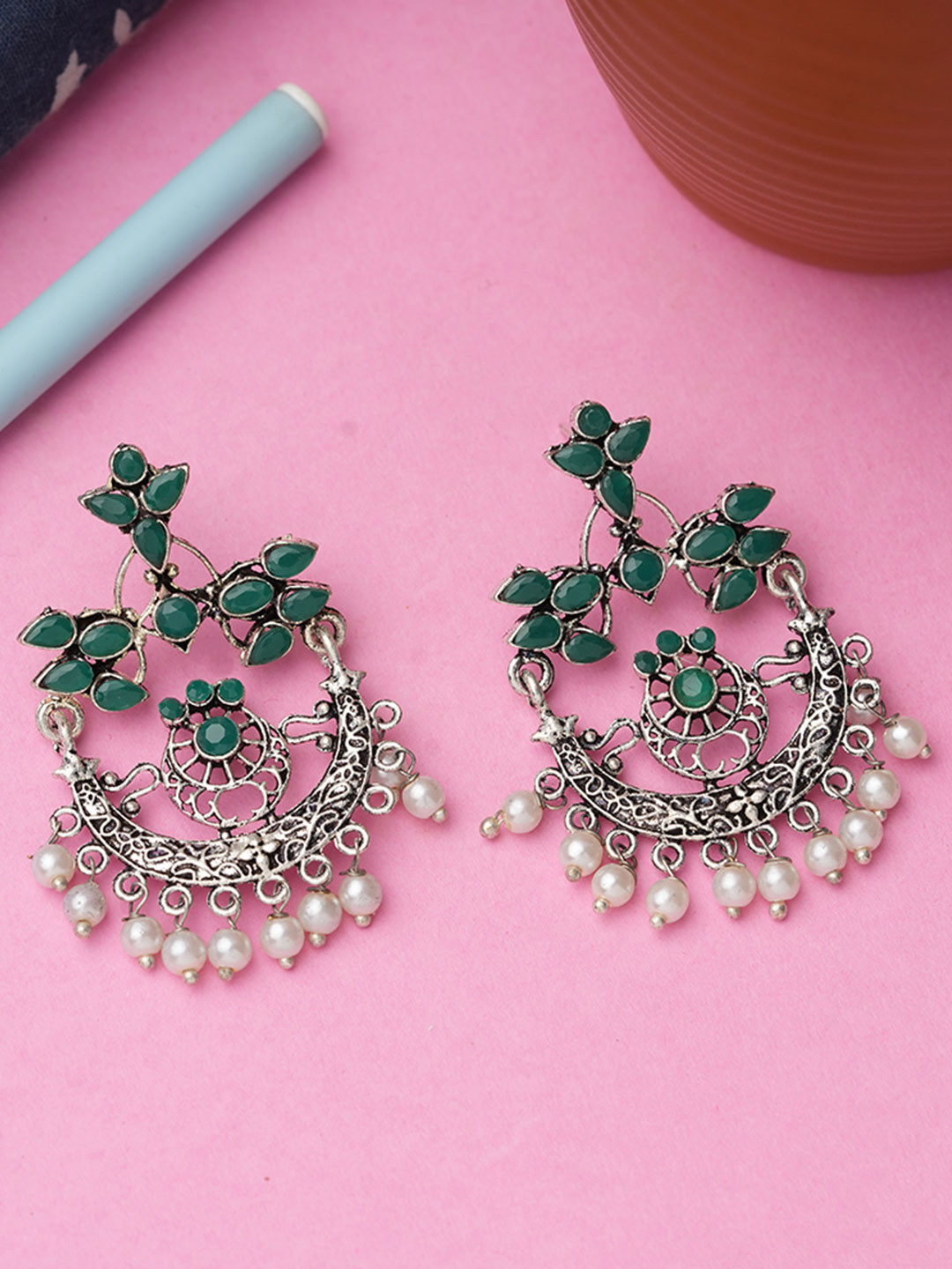 Stylishkudi Crescent Shaped Drop Earrings