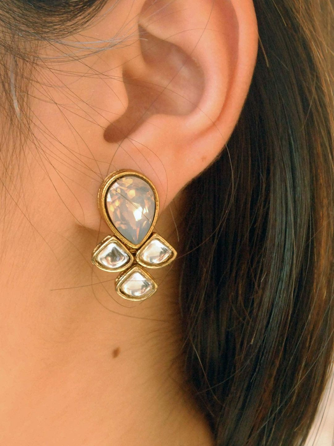 BeAbhika Kundan Contemporary Stud Earrings
