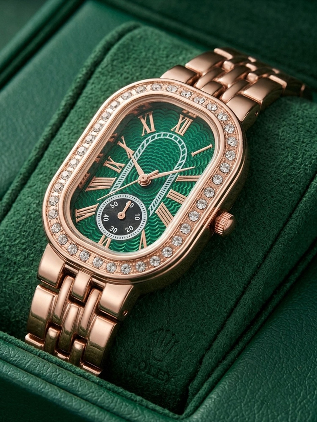 Praizy Times Women Brass Dial & Bracelet Style Straps Analogue Multi Function Watch HS-OVAL-ROSEGOLD