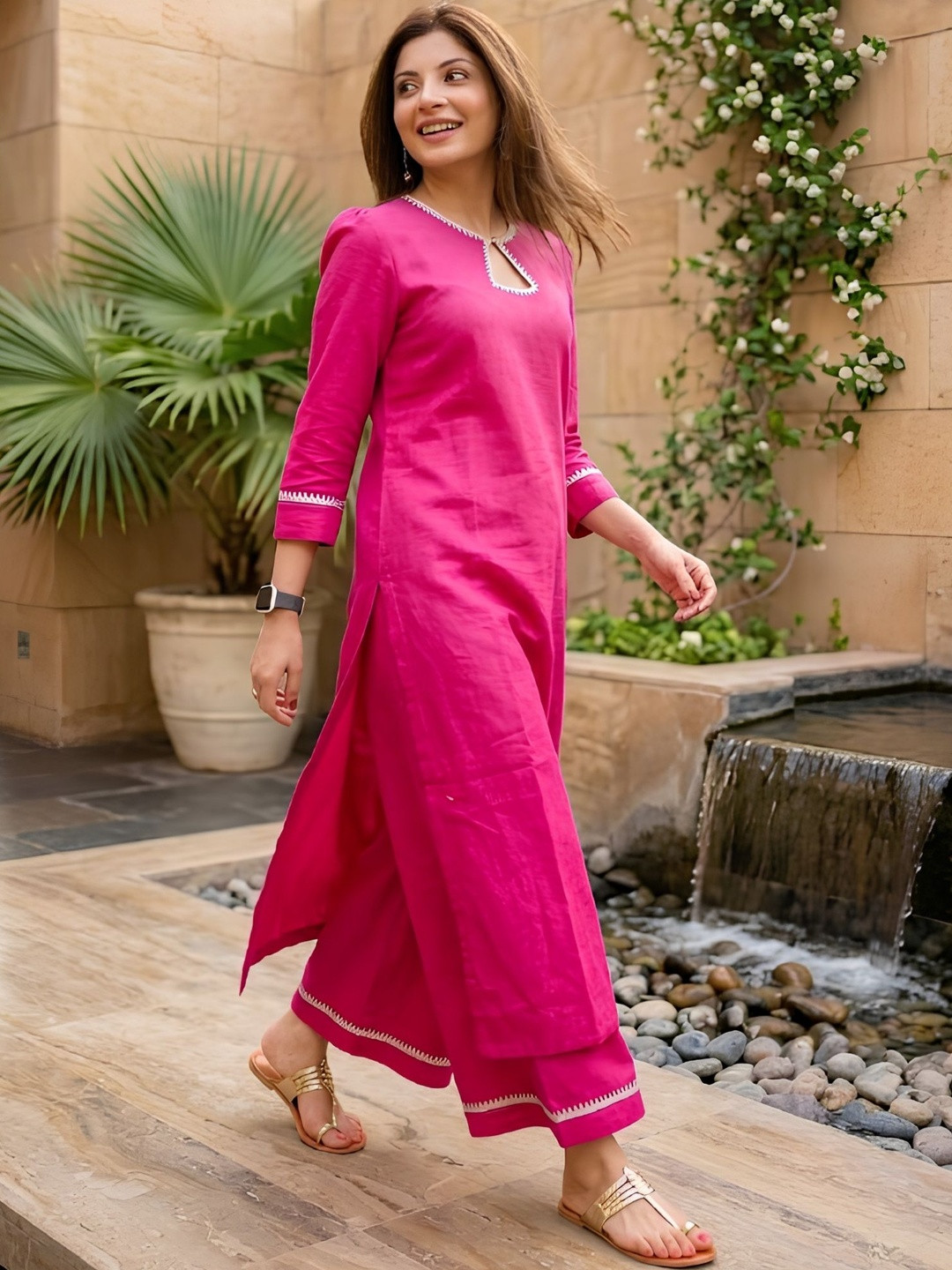 SHISHKALA Women Regular Pure Cotton Kurta with Palazzos