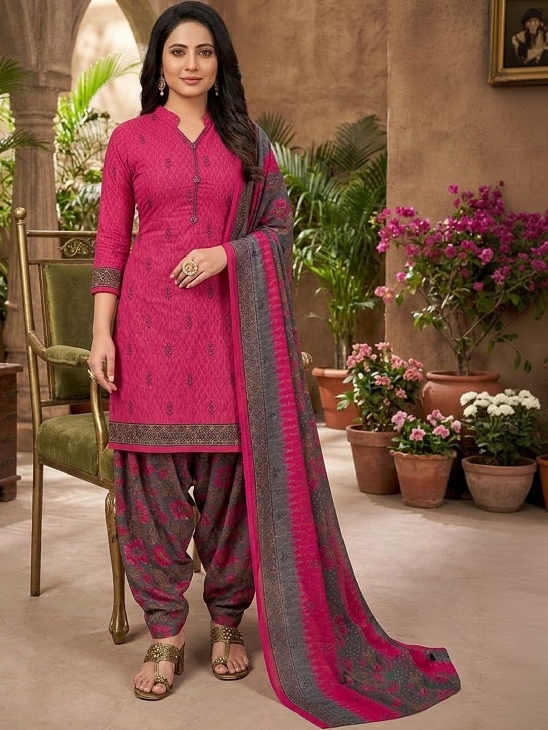 SEWDHAGA Women Ethnic Motifs Printed Regular Kurta with Patiala & With Dupatta