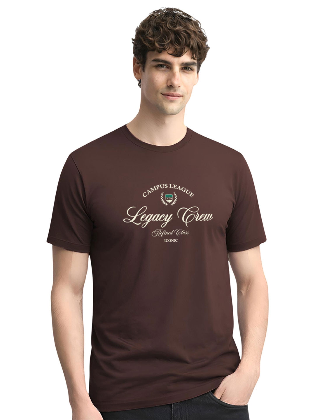 ADRO Typography Printed Round Neck Short Sleeves Regular Fit Pure Cotton T-shirt