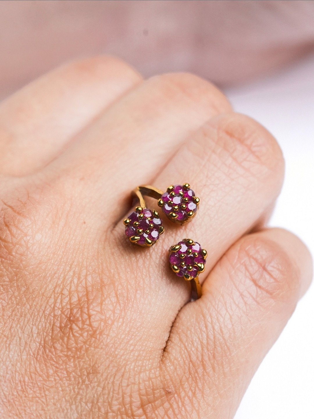 LABEL RUBY Women Gold-Plated Cubic Zirconia Finger Ring