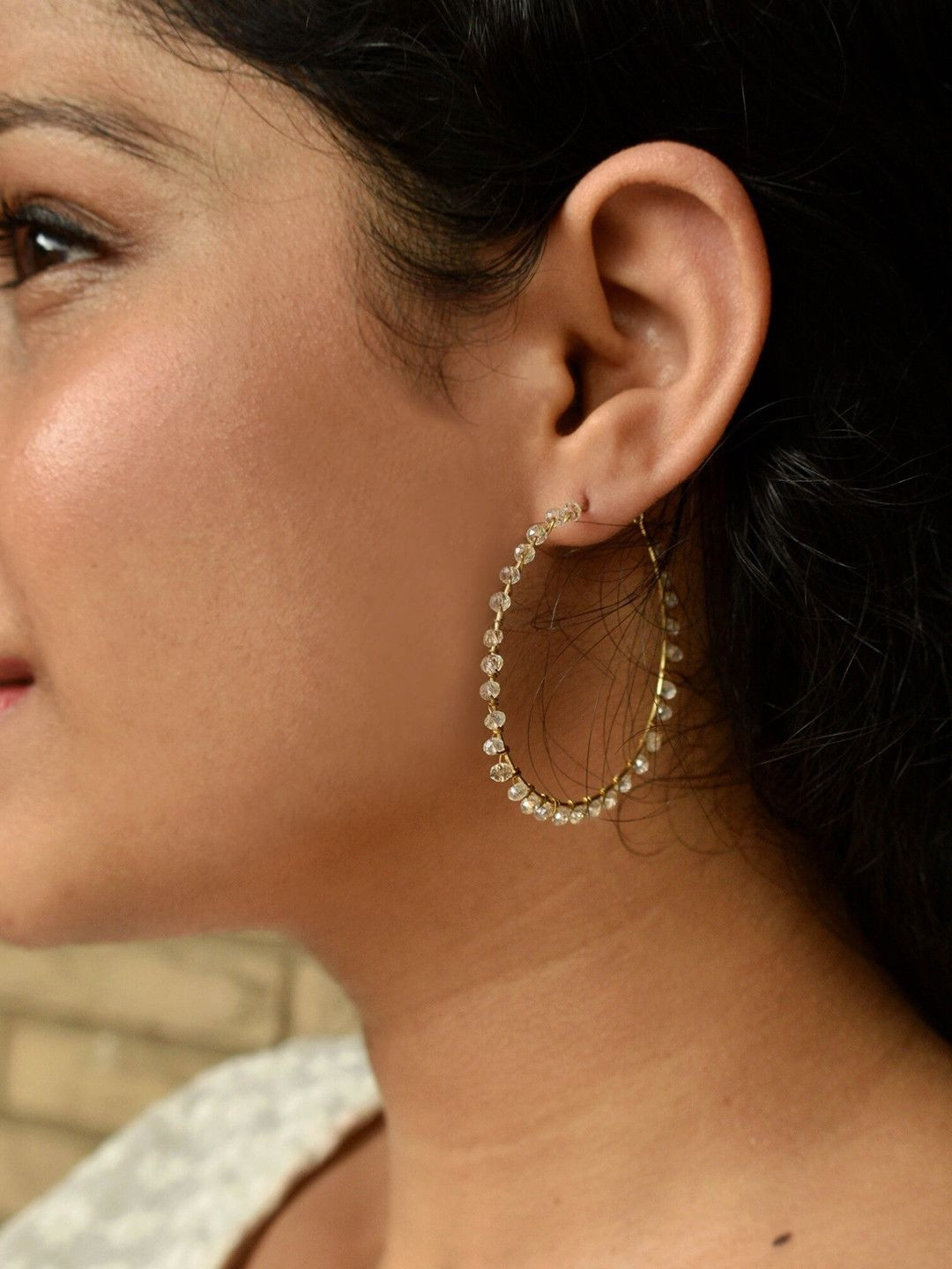 BeAbhika Gold-Toned Contemporary Hoop Earrings