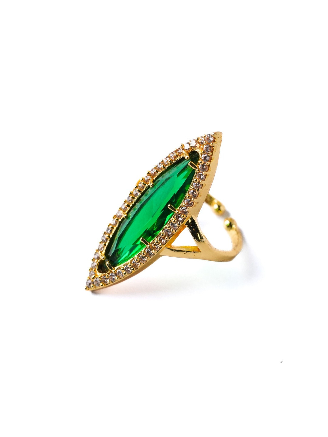 LABEL RUBY Women Gold-Plated Cubic Zirconia Finger Ring