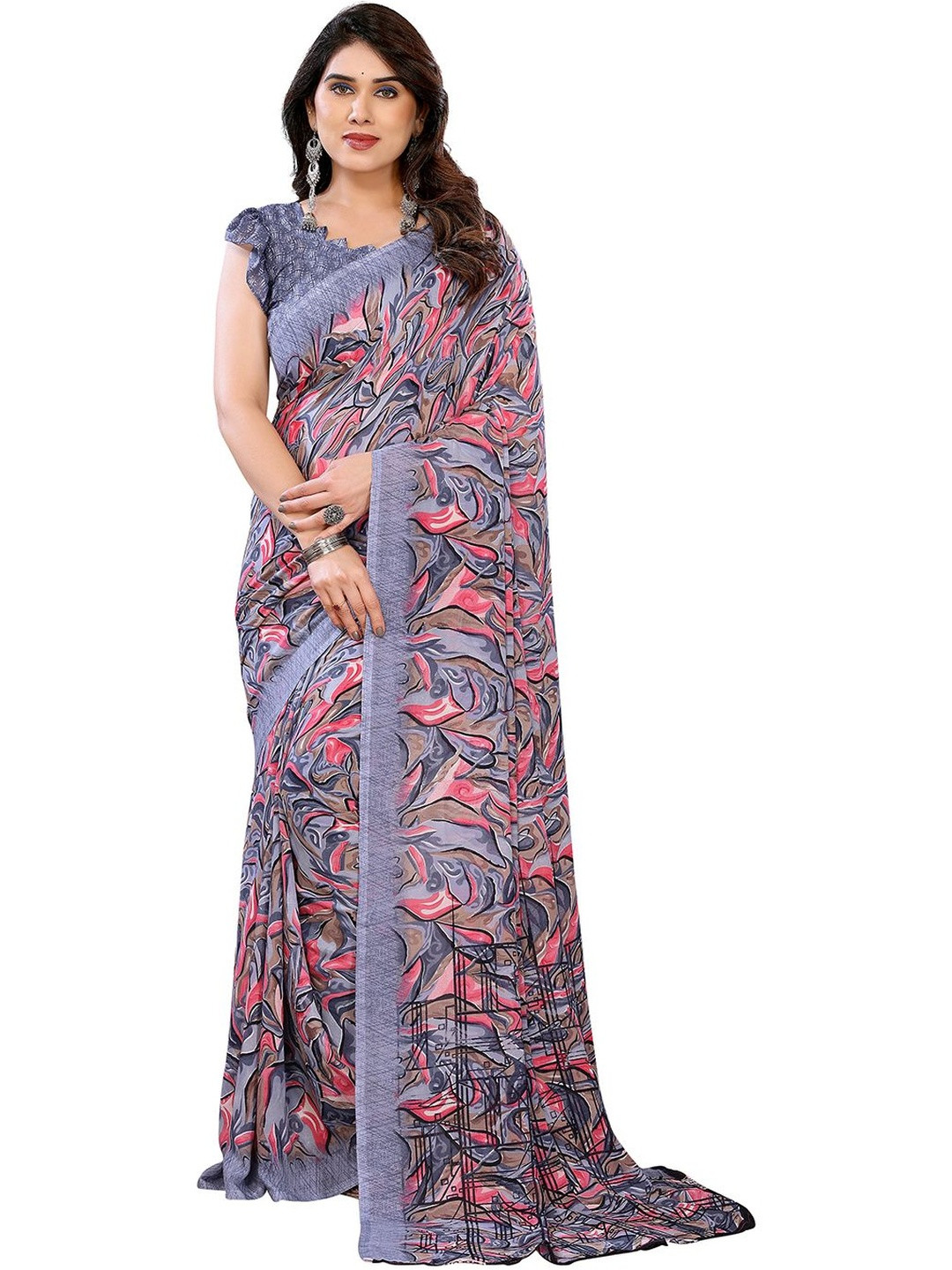 ANAND SAREES Flattering Printed Georgette Ideal Work Casual Outings Sarees
