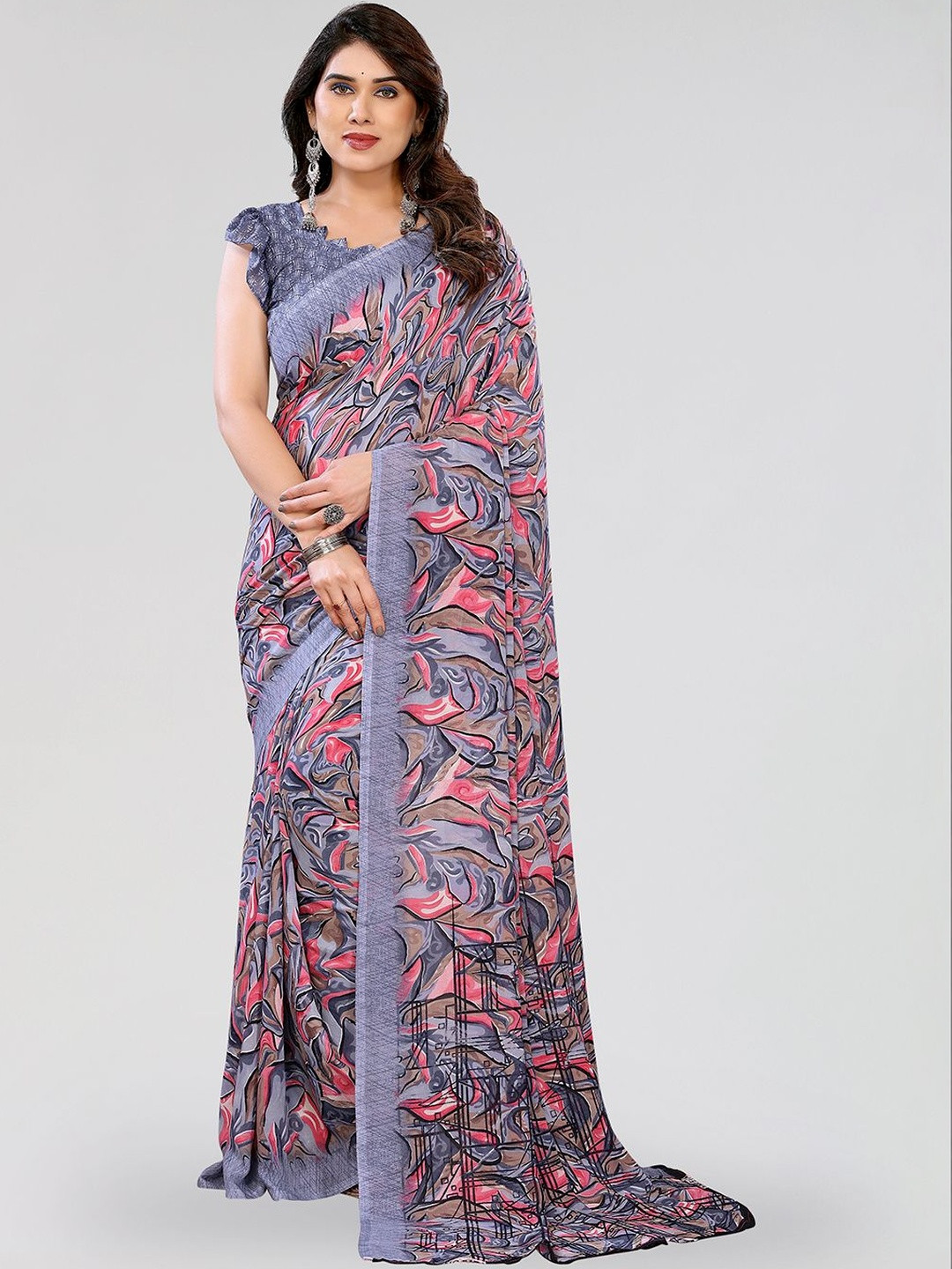 ANAND SAREES Flattering Printed Georgette Ideal Work Casual Outings Sarees