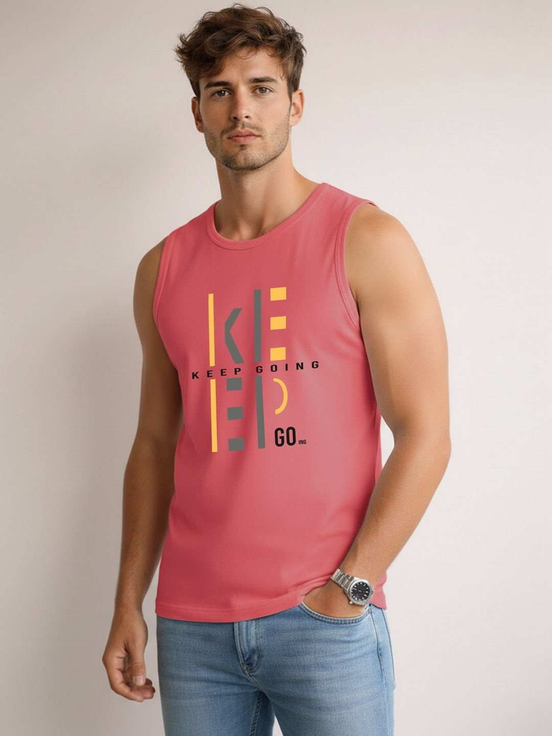 TEEFOX Printed Assorted Cotton Gym Vest