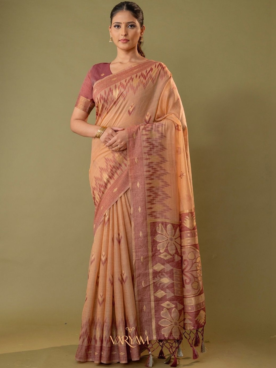 VARYAM Ethnic Motifs Handloom Banarasi Saree