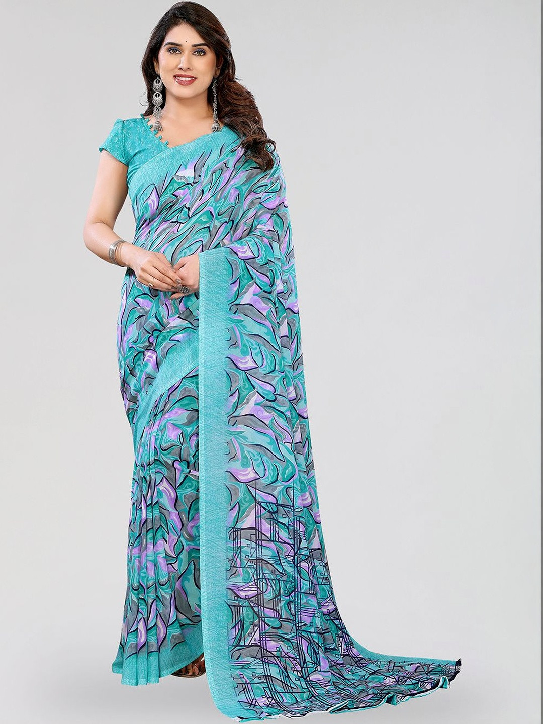 ANAND SAREES Flattering Printed Georgette Ideal Work Casual Outings Sarees
