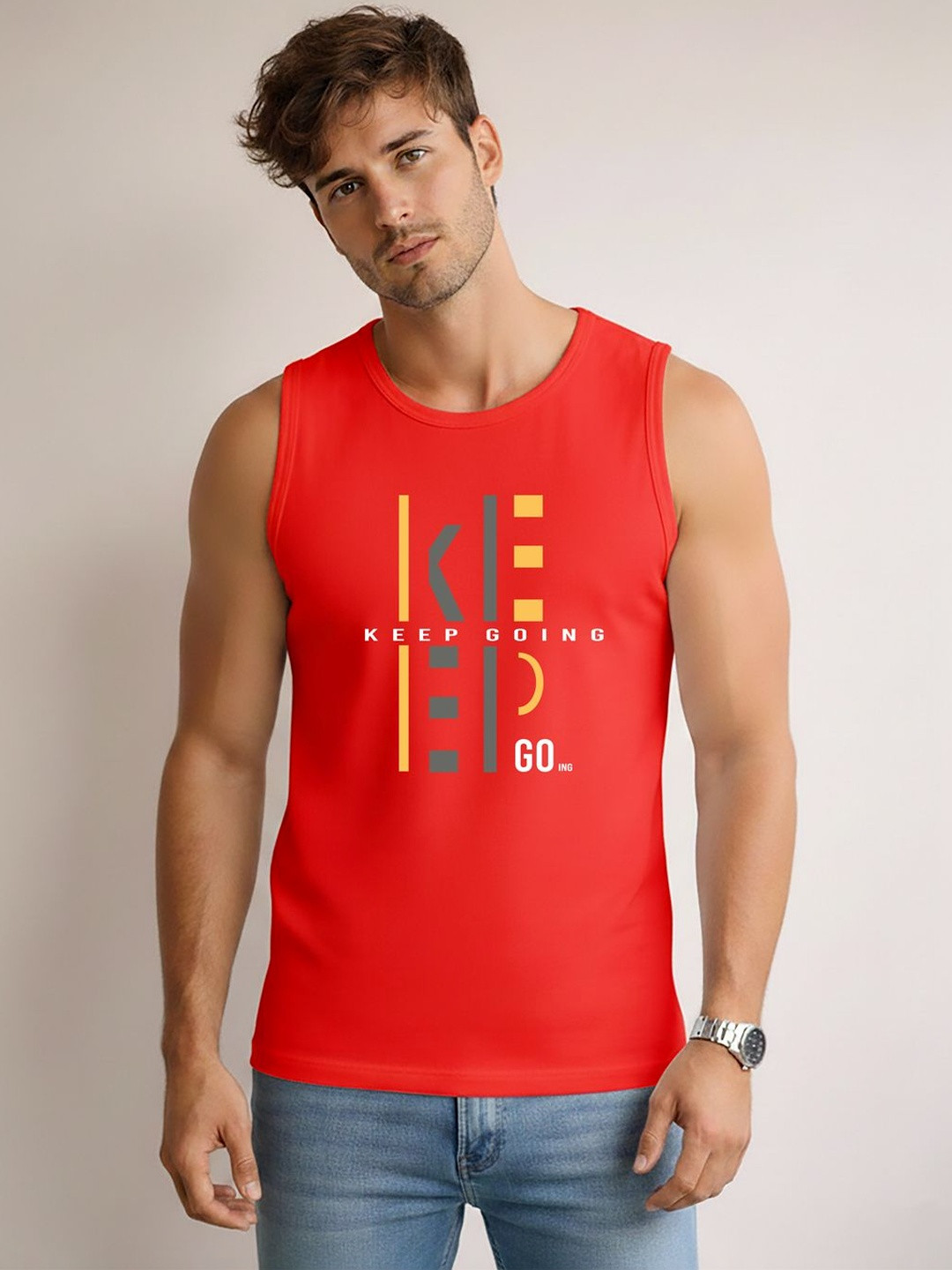 TEEFOX Printed Assorted Cotton Gym Vest