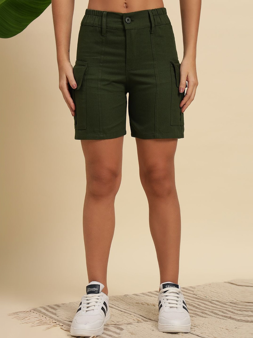 KASHIANXSTYLE Women Pure Cotton Relugar Fit Cargo Shorts