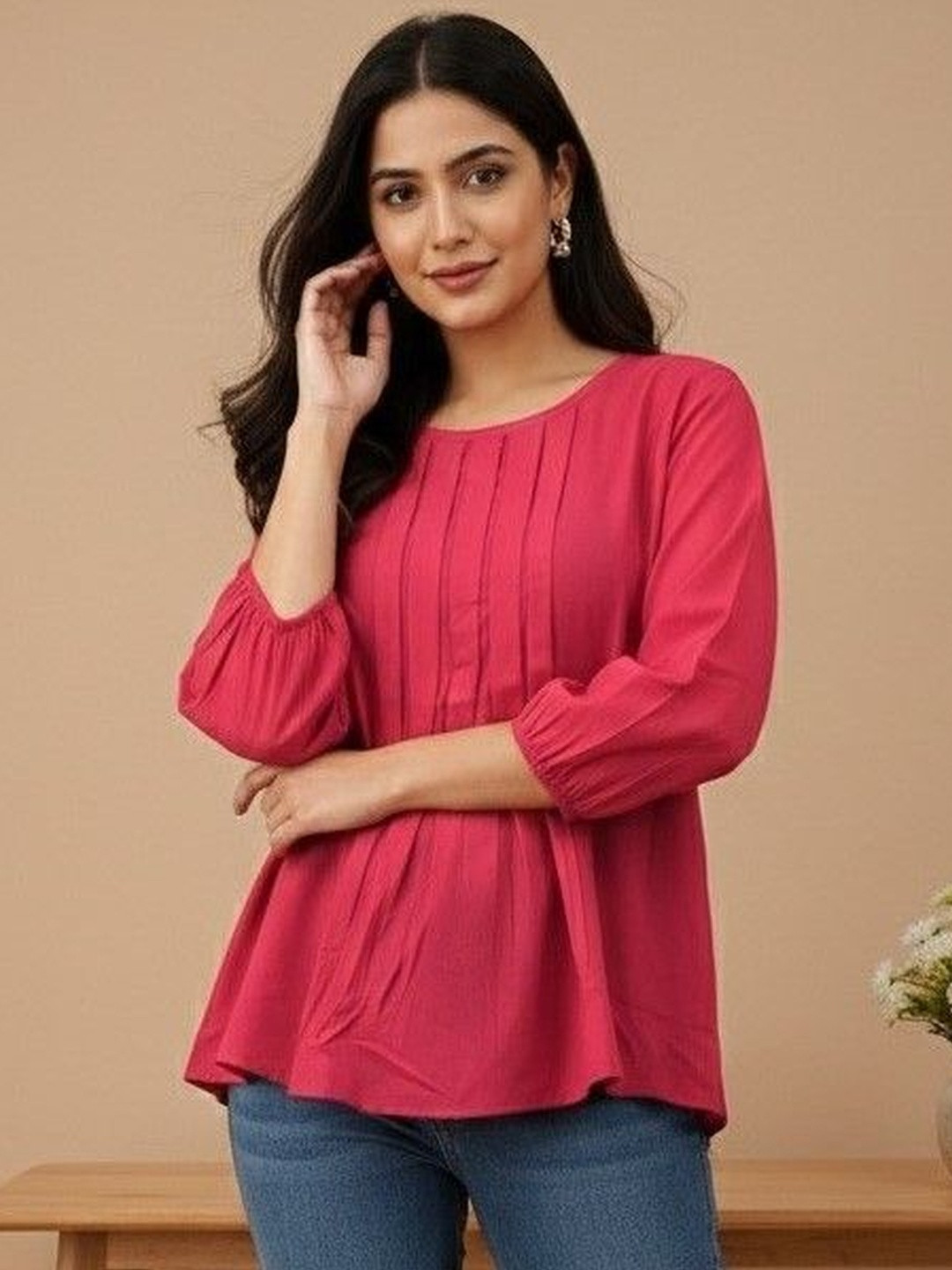 CORSICA Women Solid Pleated Top