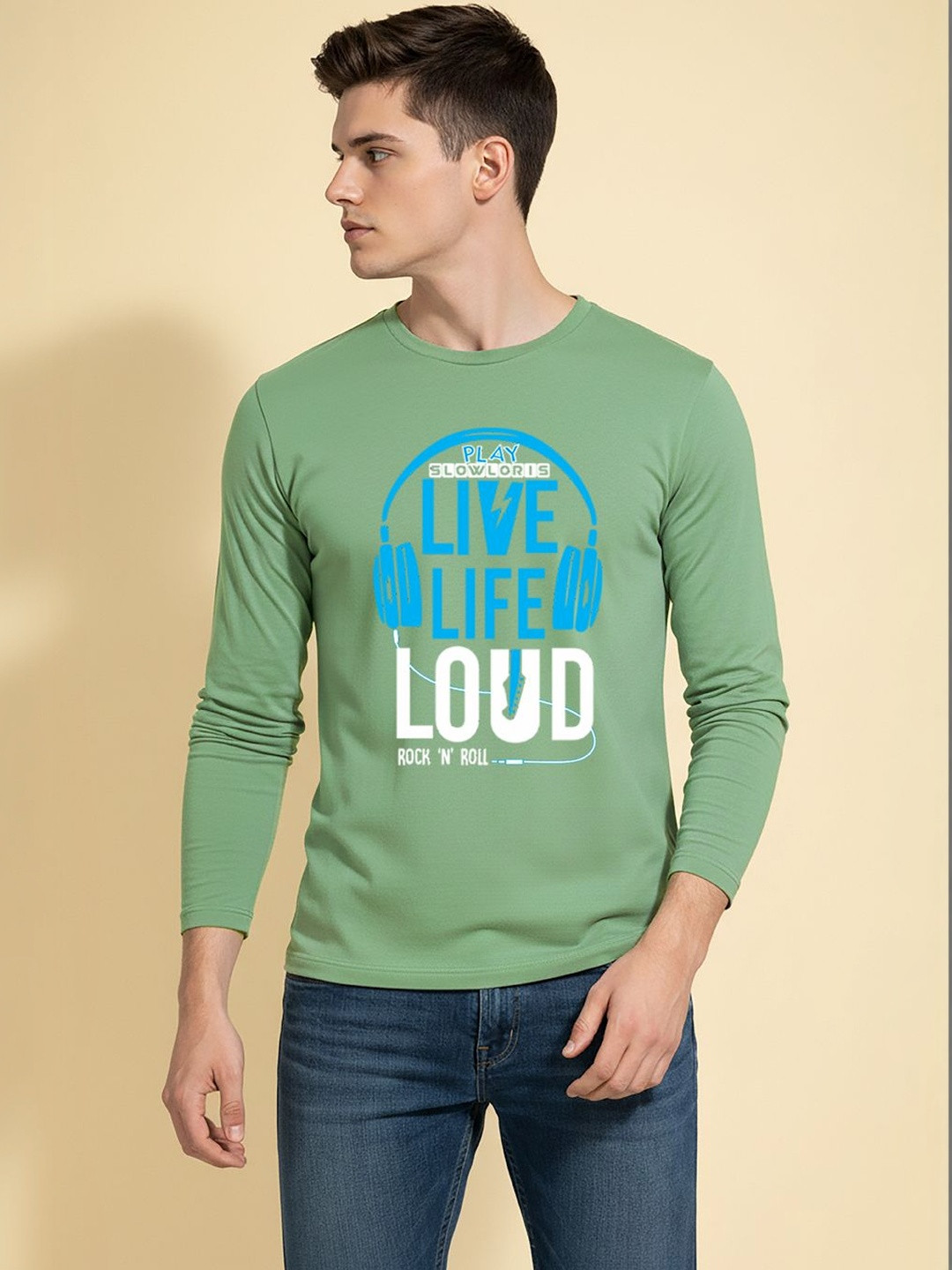 CRYPTIC Men Typography Printed Round Neck Long Sleeves T-shirt
