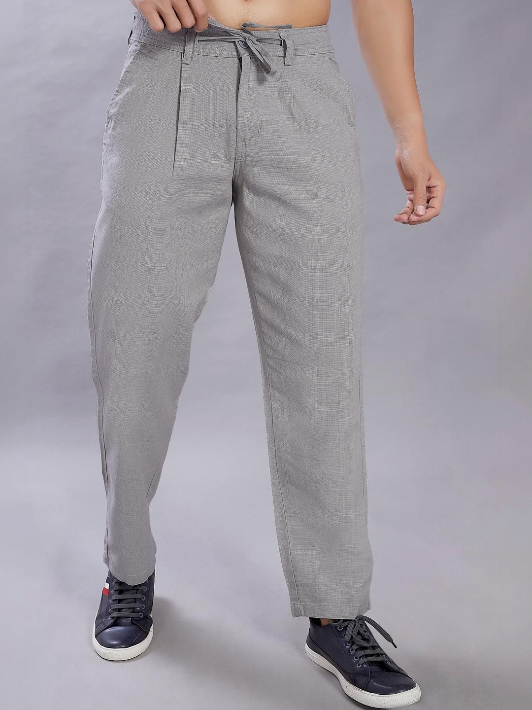 R.Code by The Roadster Life Co. Men Relaxed Loose Fit Easy Wash Pleated Trousers