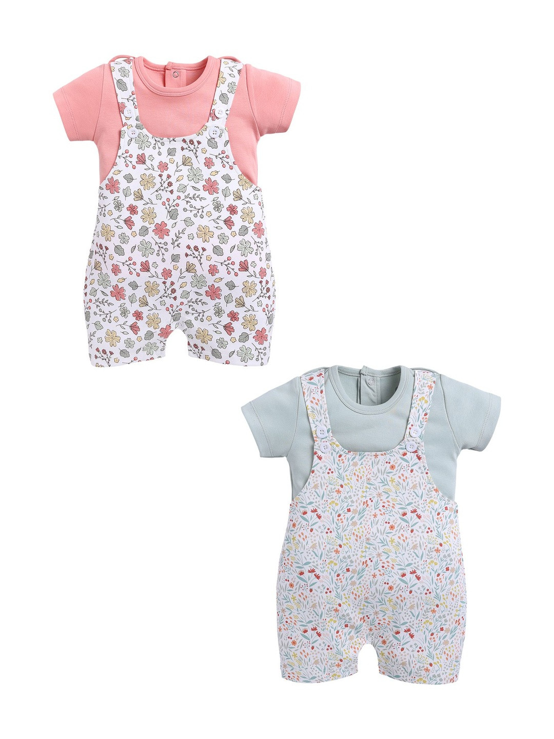 BABY GO Girls Short Sleeve Dungarees