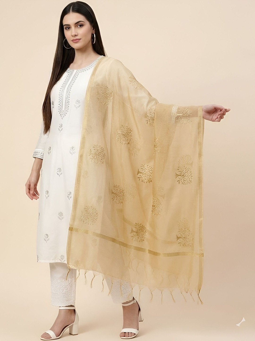 MUFFLY Woven Design Dupatta with Zari
