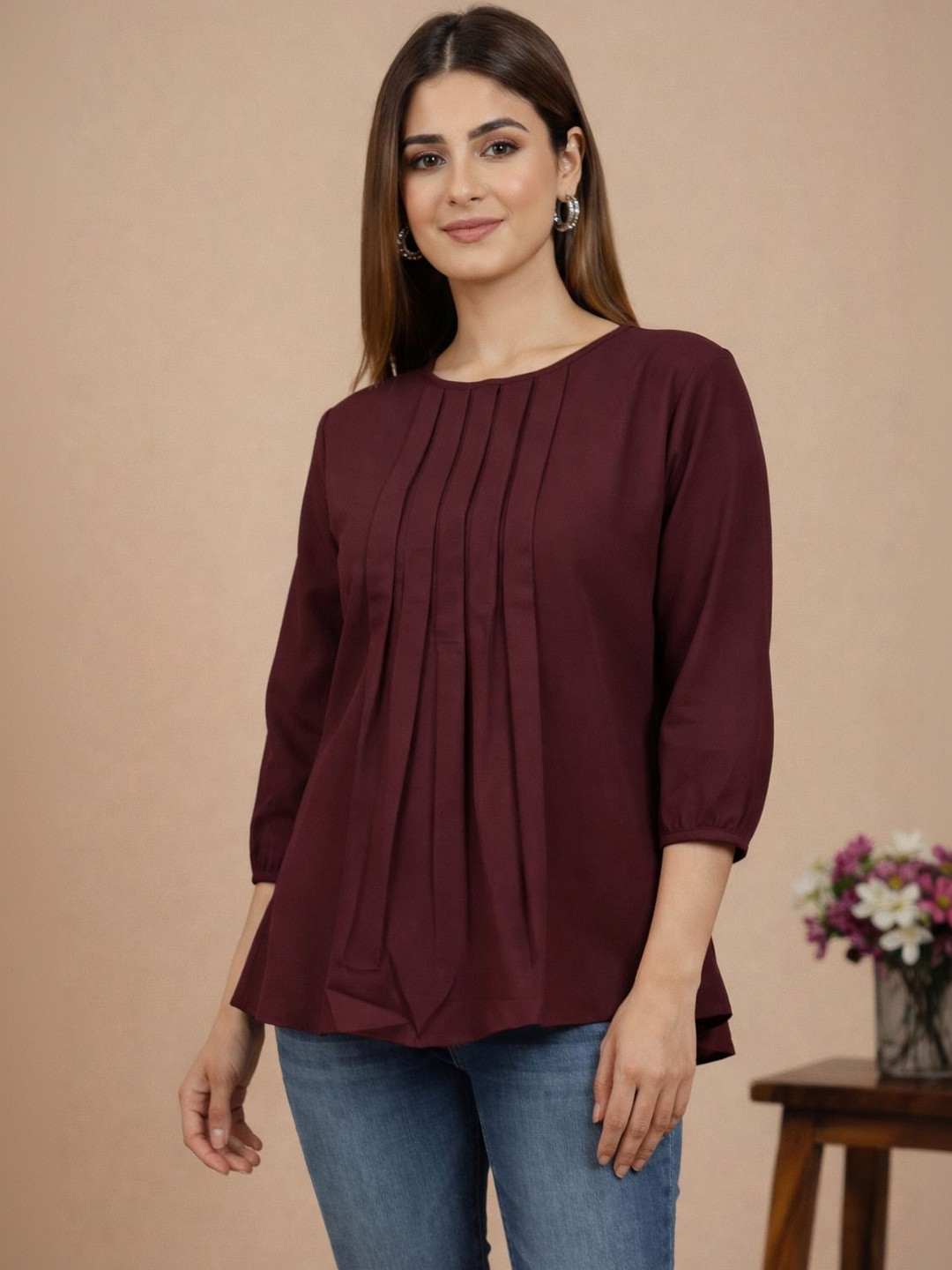 Maaesa Round Neck Regular Fit Top