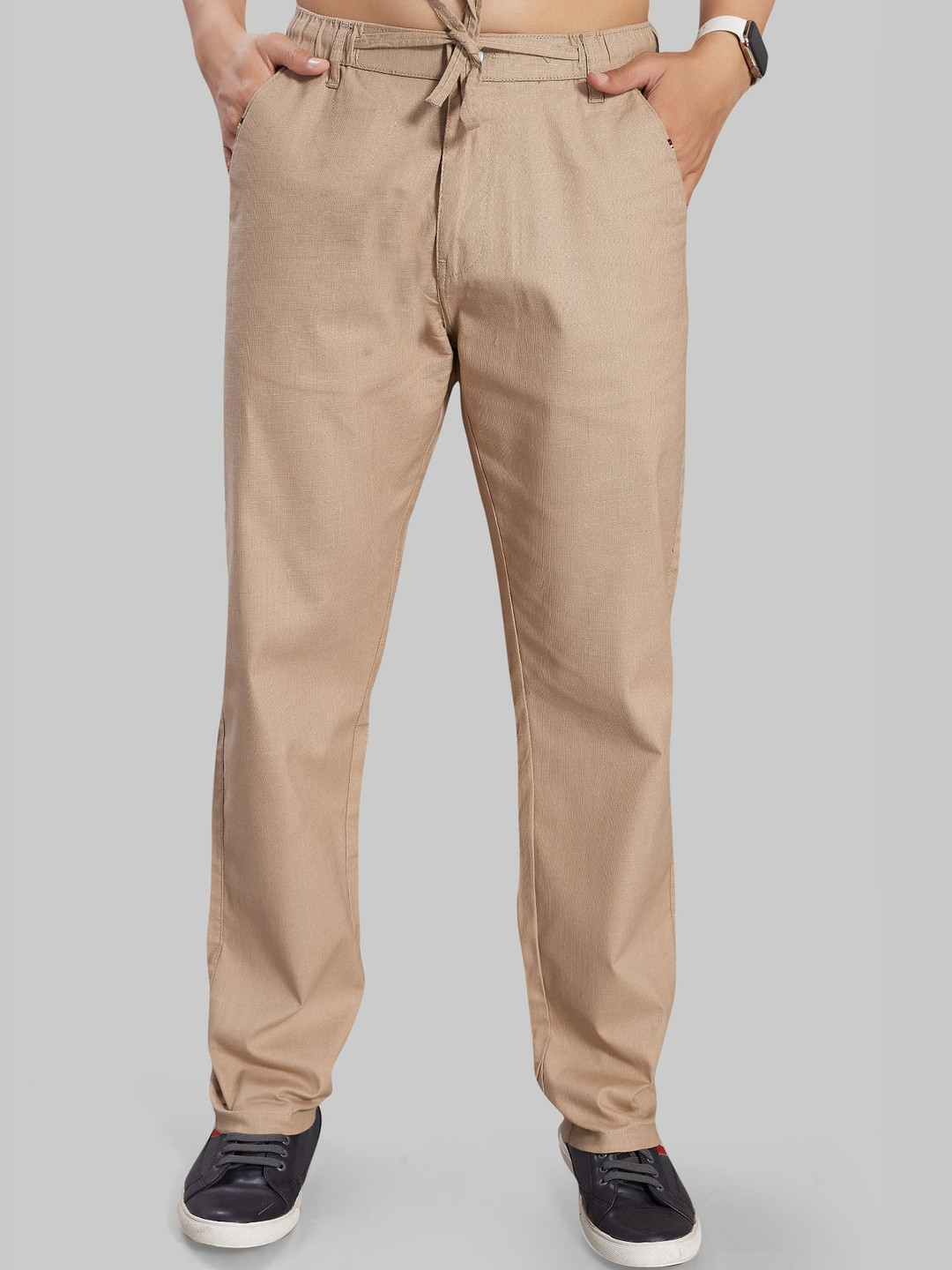 R.Code by The Roadster Life Co. Men's Relaxed Cotton Linen Trousers
