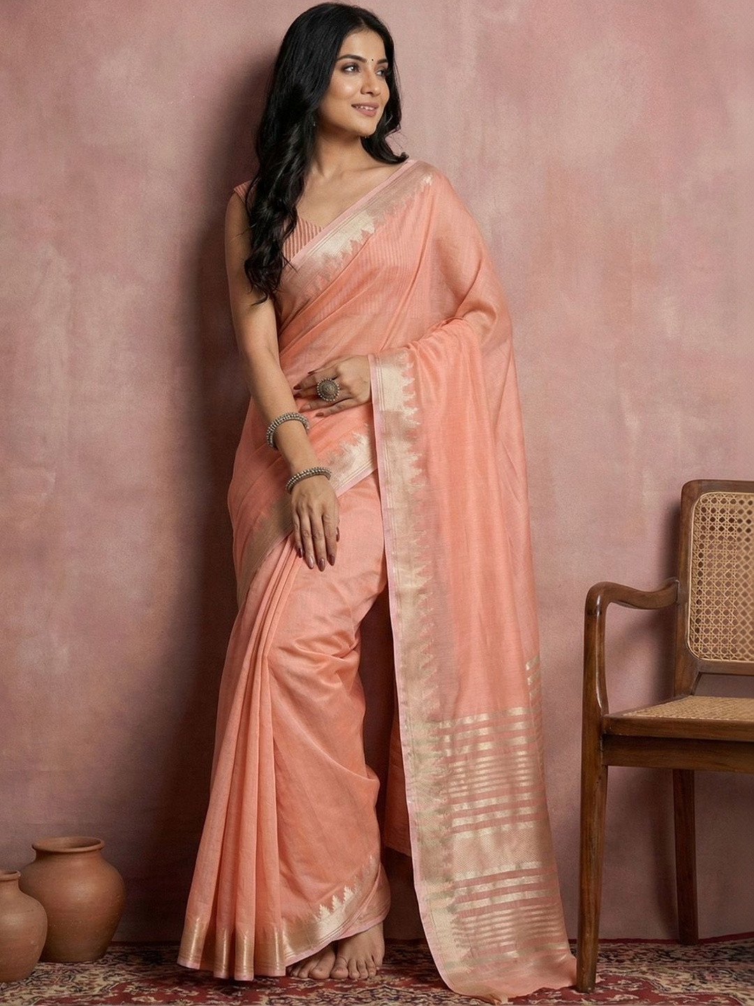 Sutriti Woven Design Linen Blend Saree