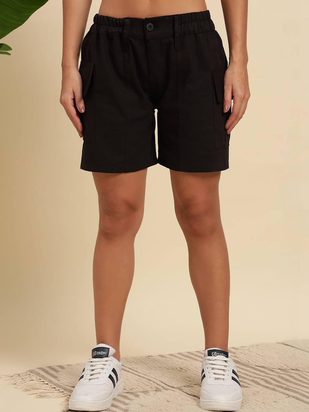 KASHIANXSTYLE Women Pure Cotton Relugar Fit Cargo Shorts