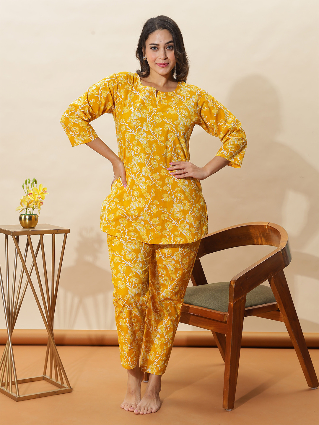 9shines Label Women Printed Pure Cotton Night Suit