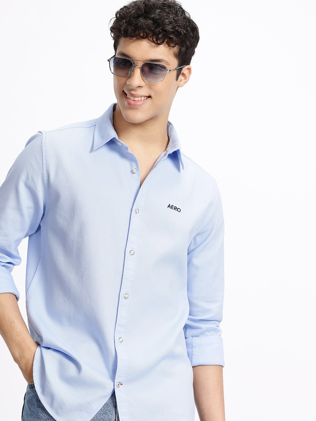 Aeropostale Textured Pure Cotton Casual Shirt