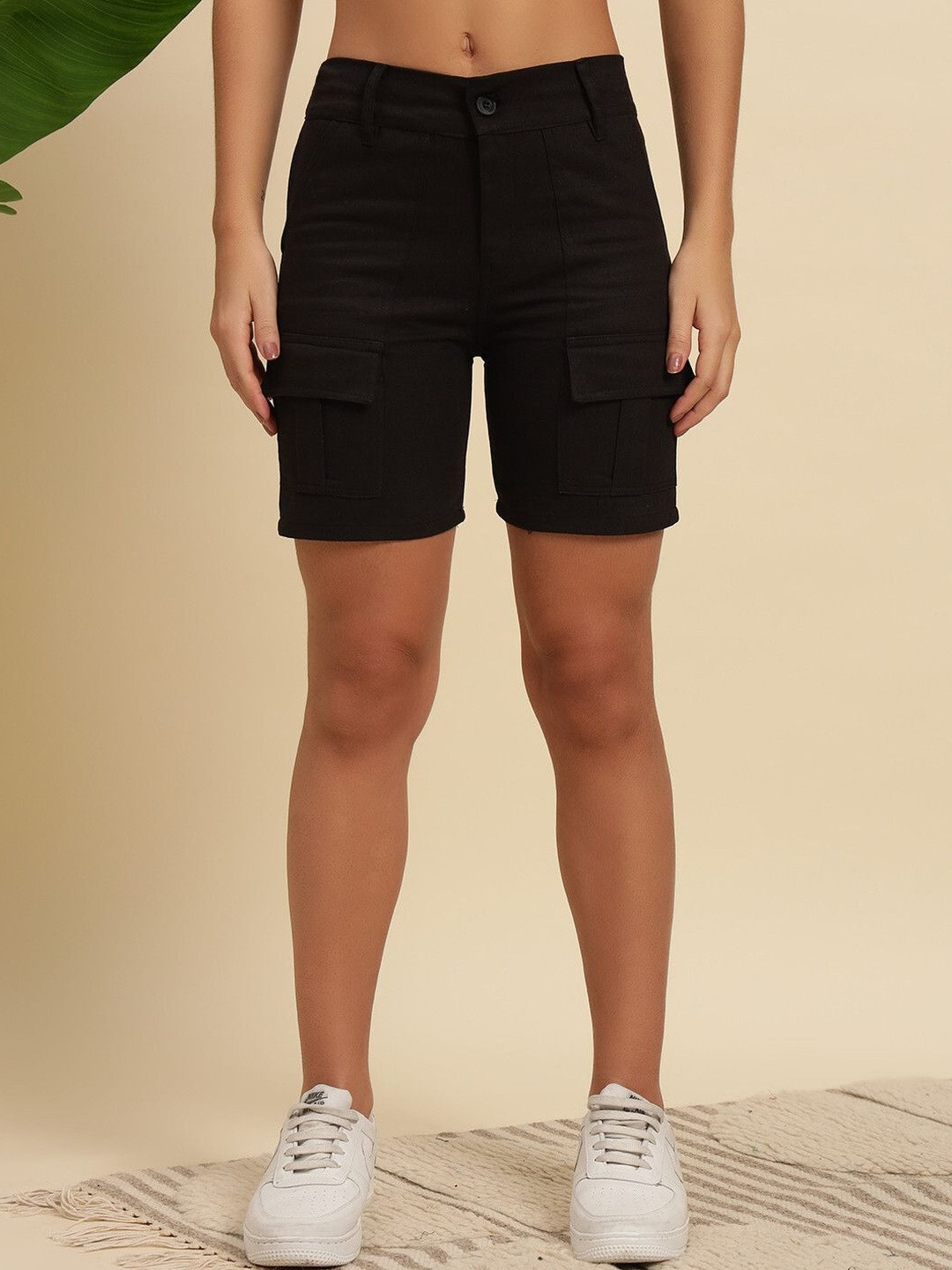 KASHIANXSTYLE Women Pure Cotton Relugar Fit Cargo Shorts