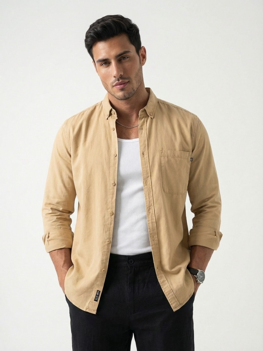 glitchez Overdyed Button-Down Collar Casual Shirt