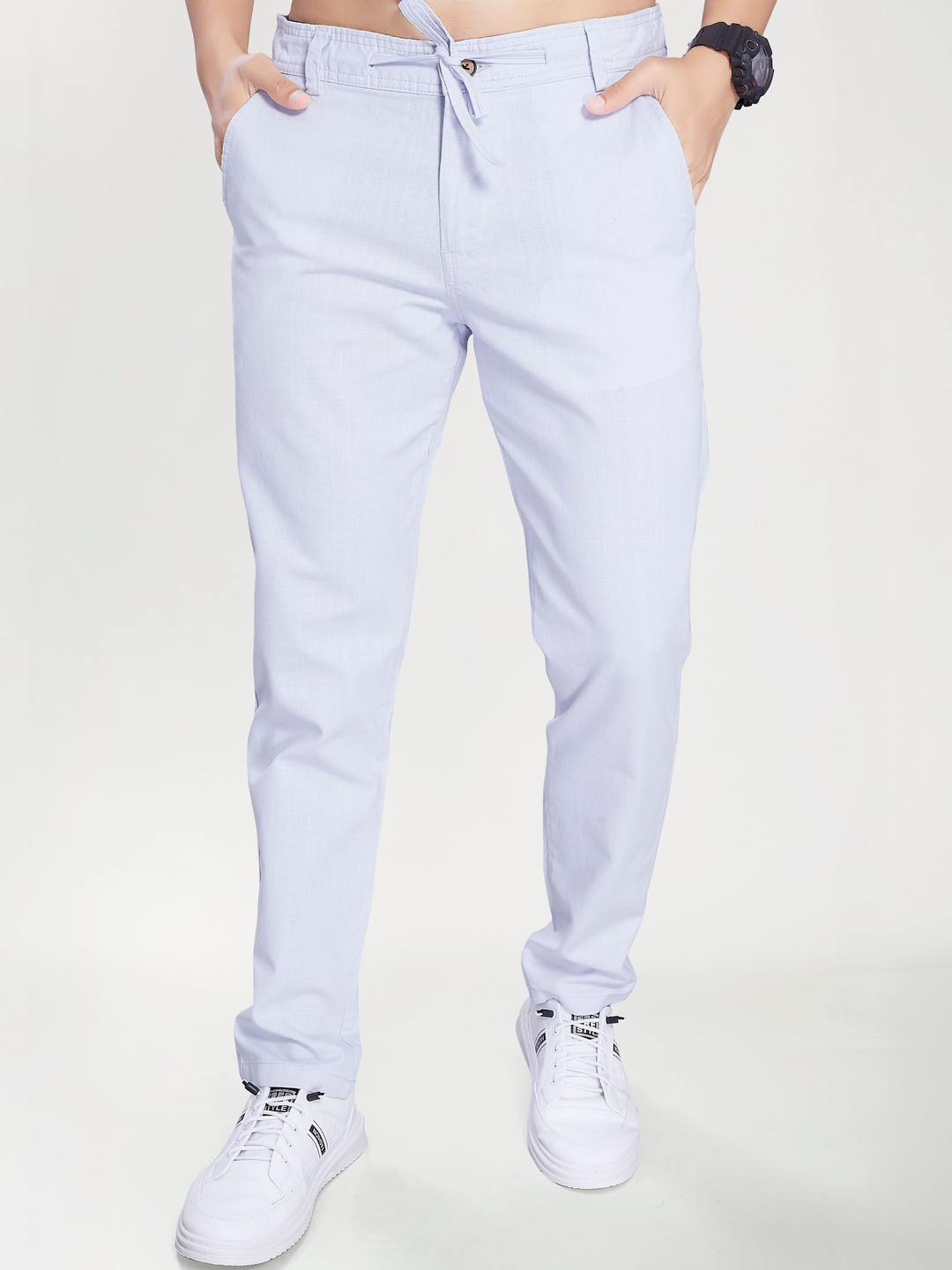 R.Code by The Roadster Life Co. Men's Loose Fit Linen Blend Cotton Trousers