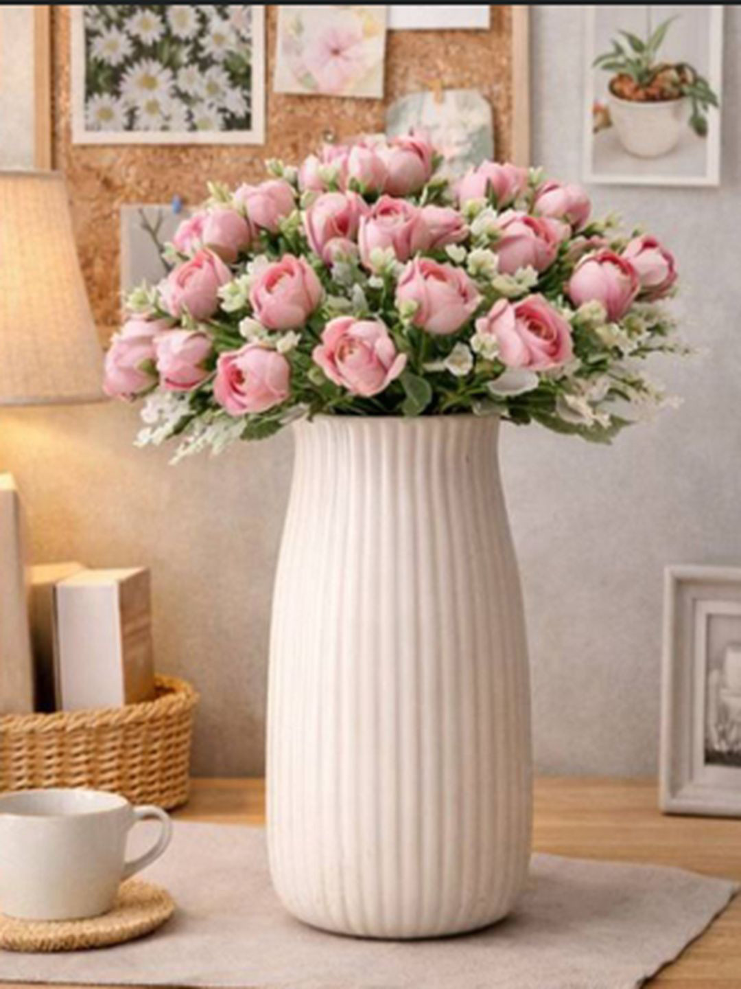 Pink Artificial Rose Flowers Bouquet Bunch 13 In