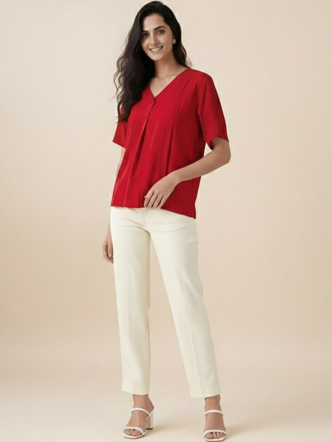 Maaesa V-Neck Regular Fit Top