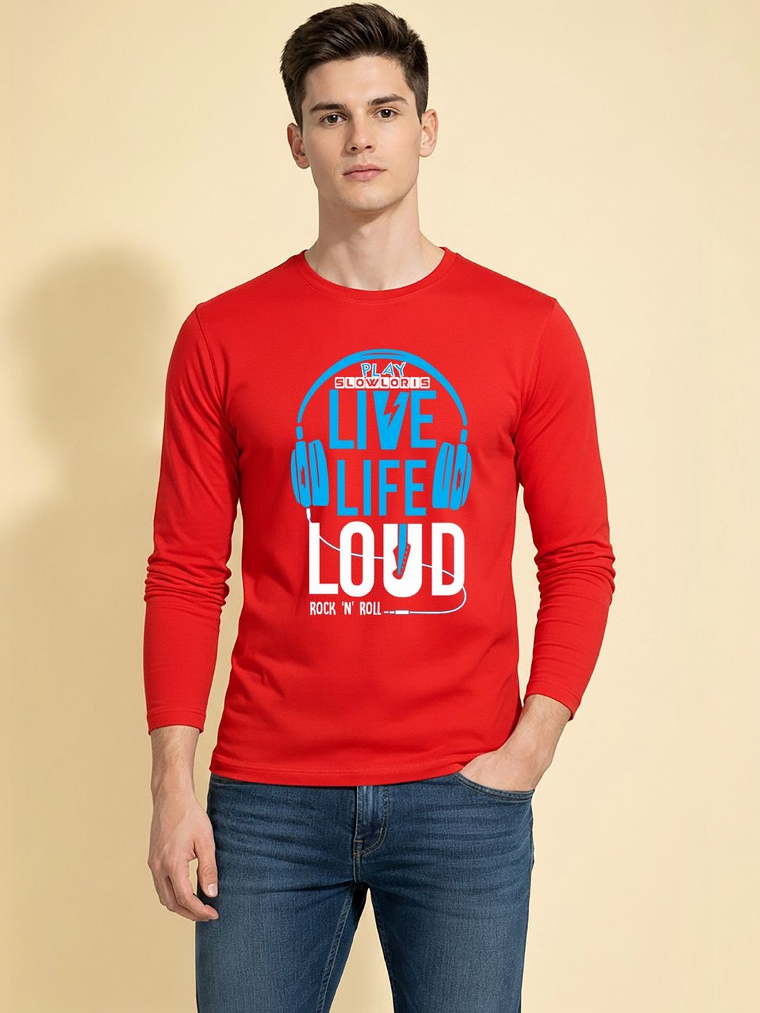 CRYPTIC Men Typography Printed Round Neck Long Sleeves T-shirt
