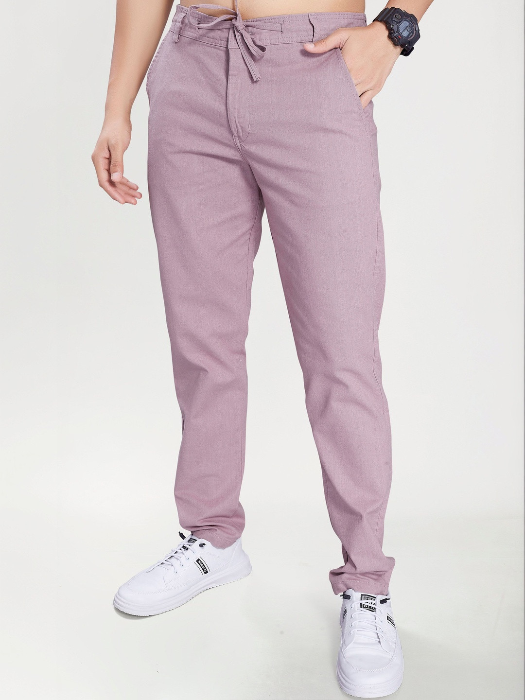 R.Code by The Roadster Life Co. Men's Loose Fit Linen Blend Cotton Trousers