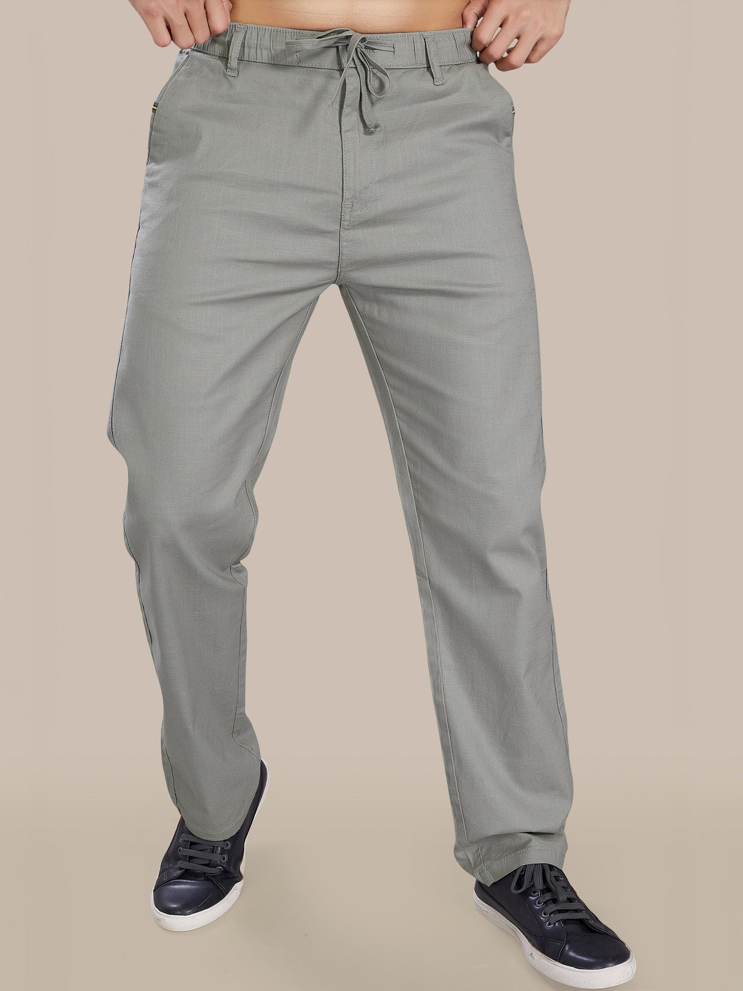 R.Code by The Roadster Life Co. Men's Relaxed Cotton Linen Trousers