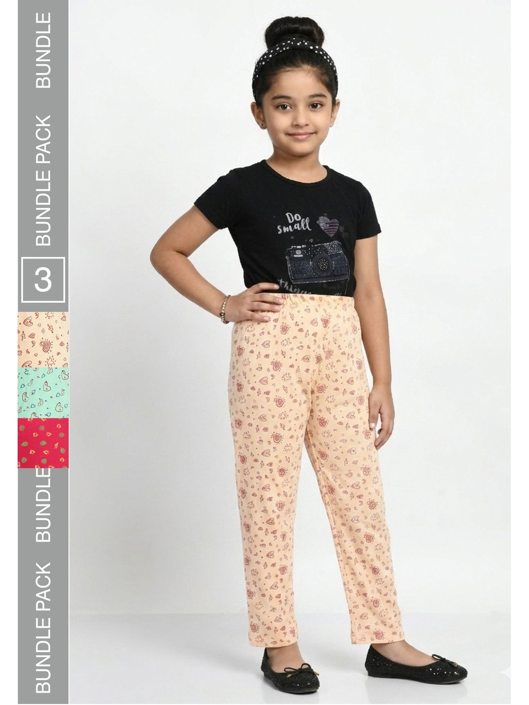 BAESD Girls Pack Of 3 Abstract Printed Cotton High-Rise Pyjamas