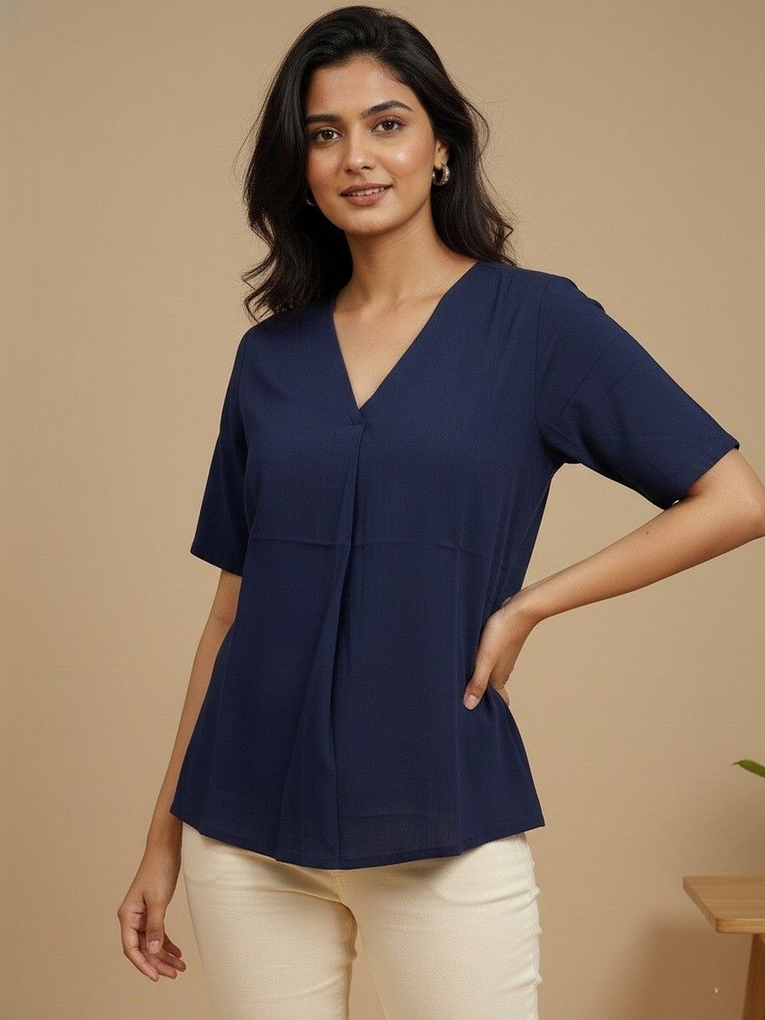 Maaesa V-Neck Regular Fit Top