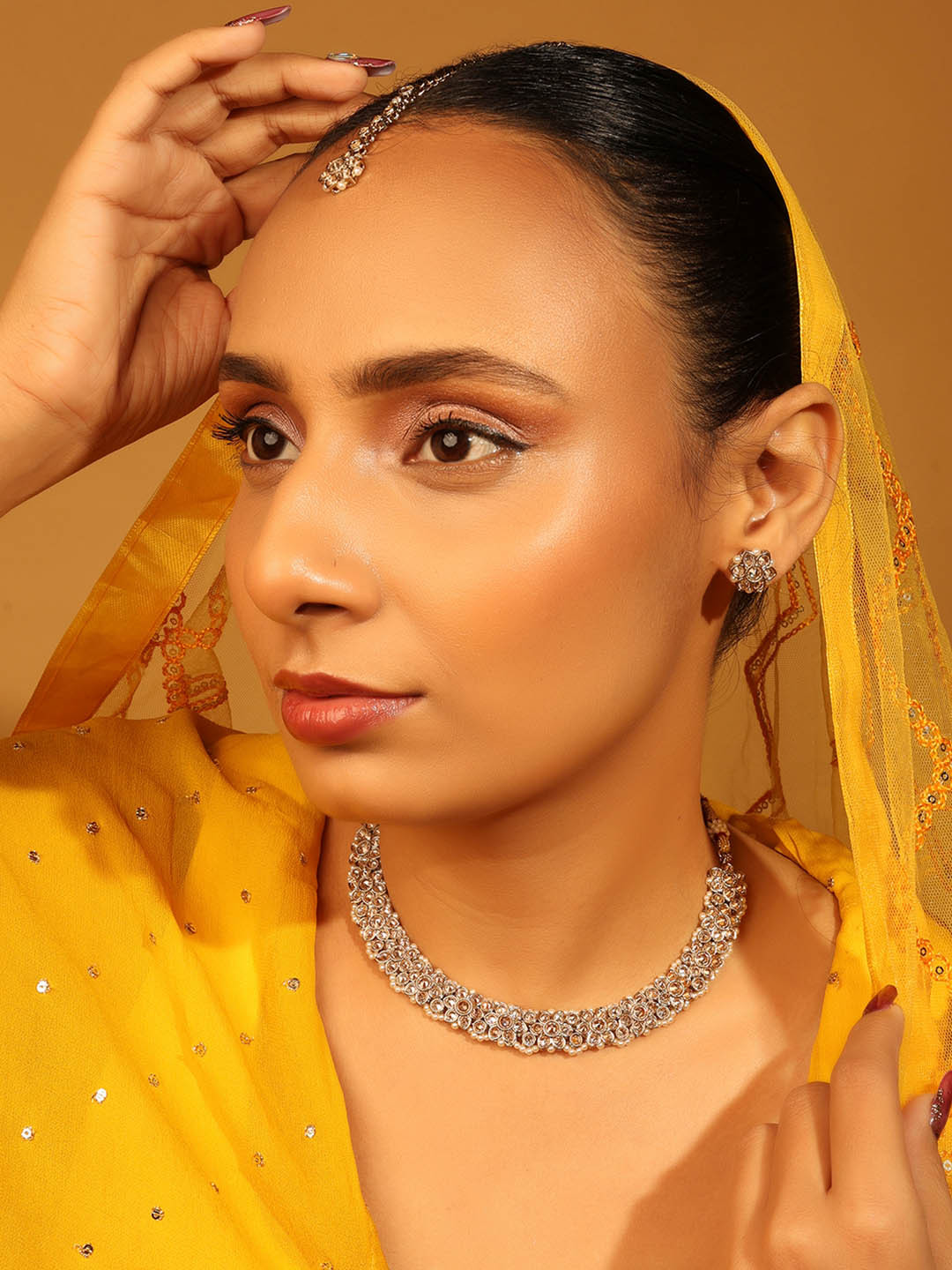 SALONI FASHION JEWELLERY Gold Plated & Kundan Studded Jewellery Set