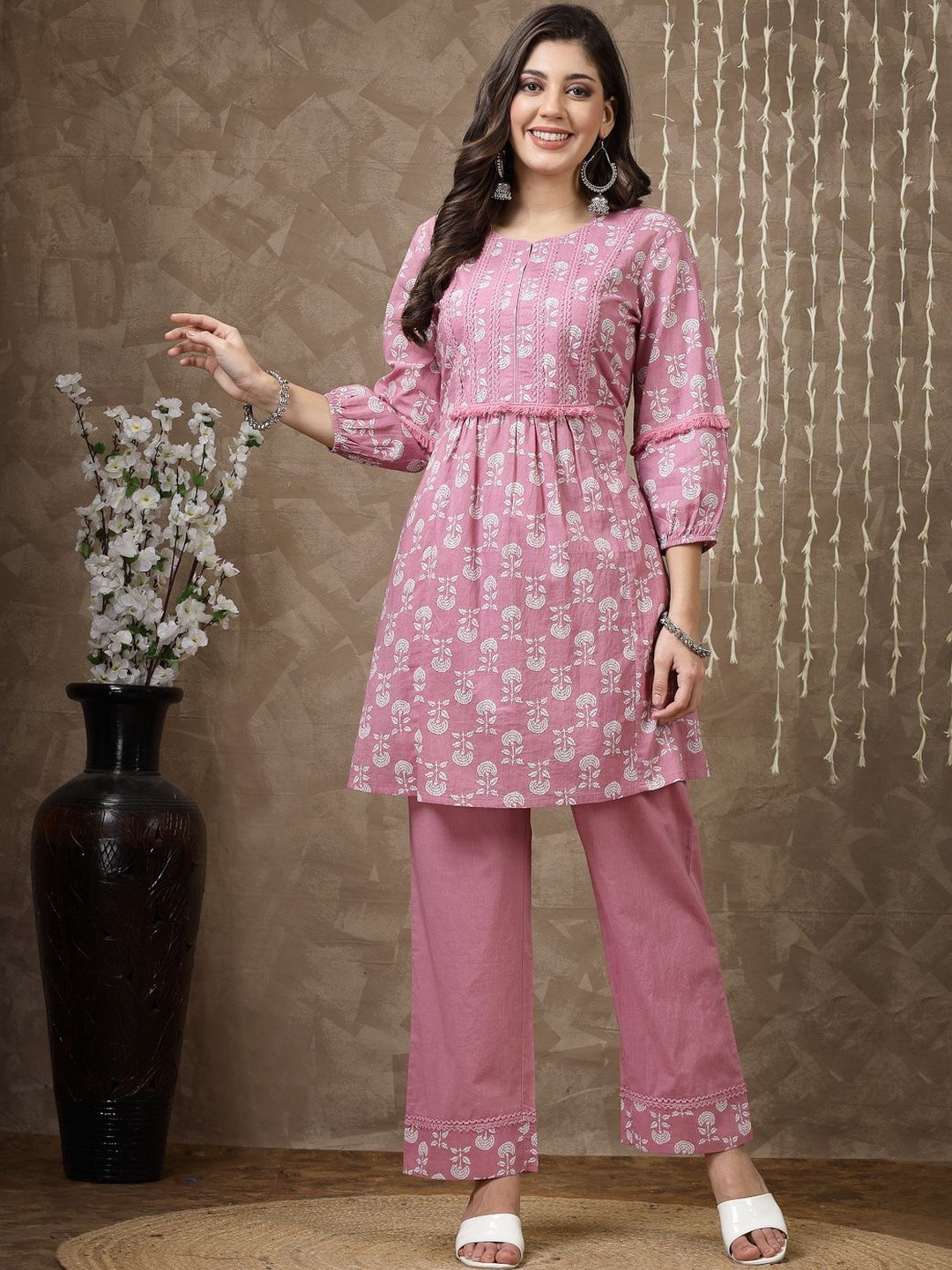 Nayam By Lakshita Women Printed Pure Cotton Kurta with Palazzos