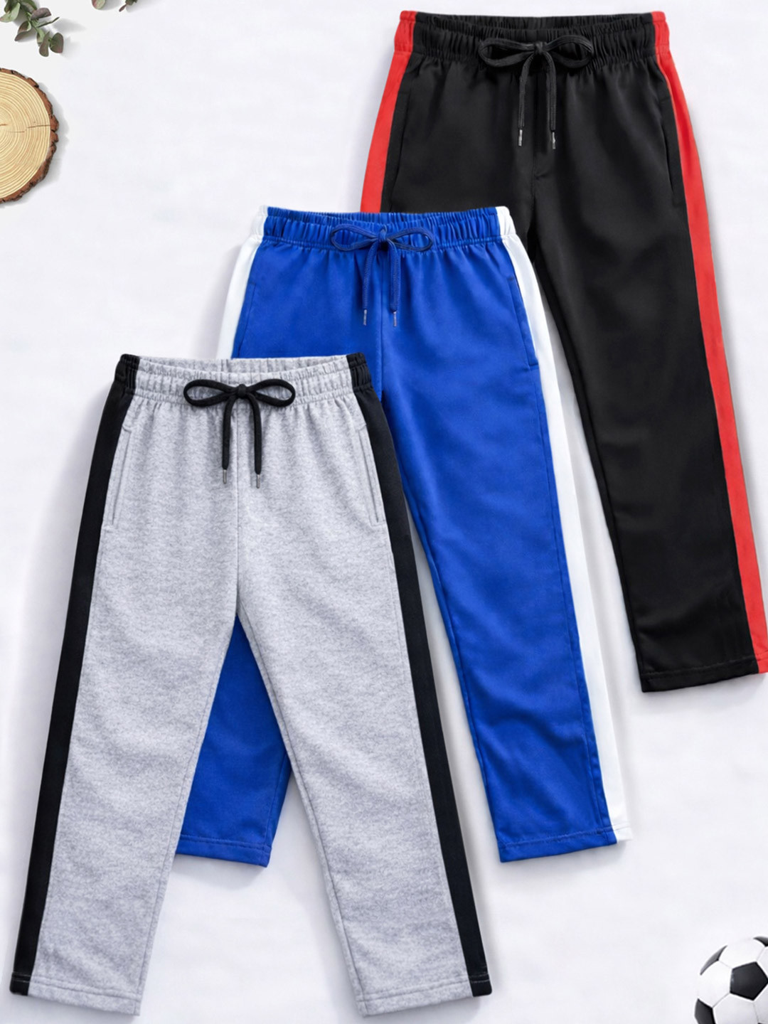 YK X Trampoline Boys Pack of 3 Regular Fit Striped Track Pants
