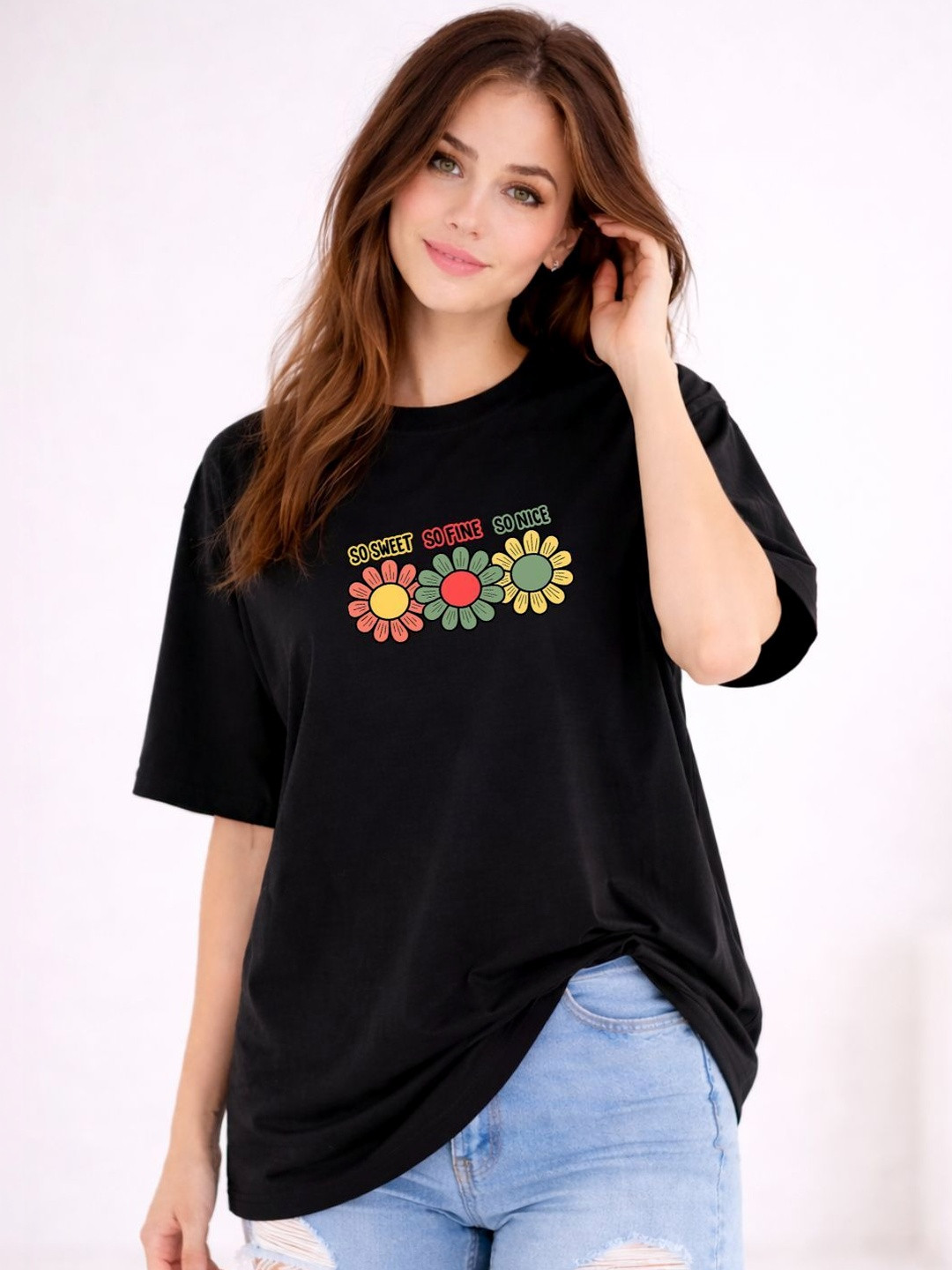 Slenor Women Oversized Cotton Printed T-shirt