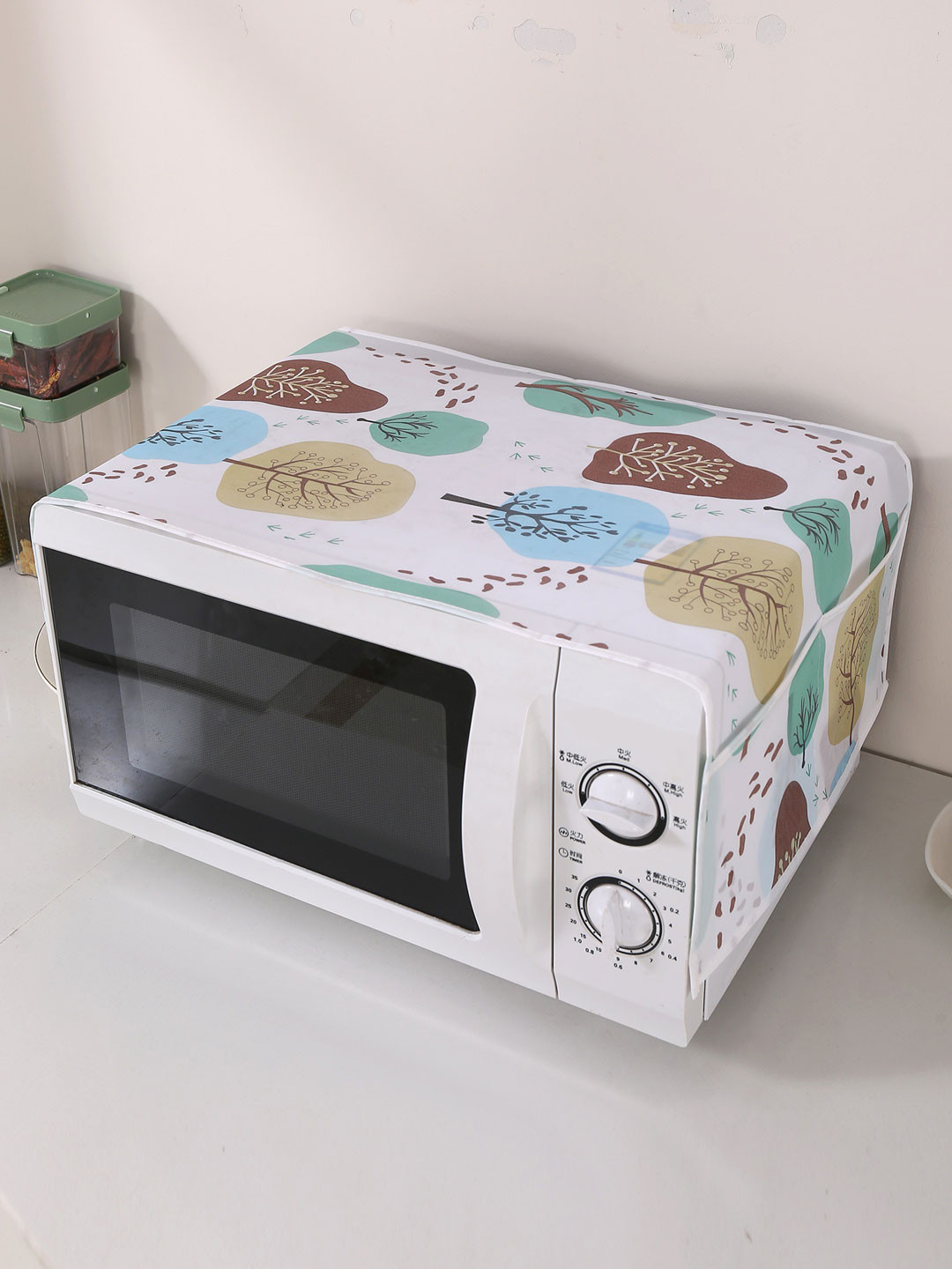 HOKIPO Nature Trees PEVA Waterproof Microwave Cover 85x35cm with 4 Pockets