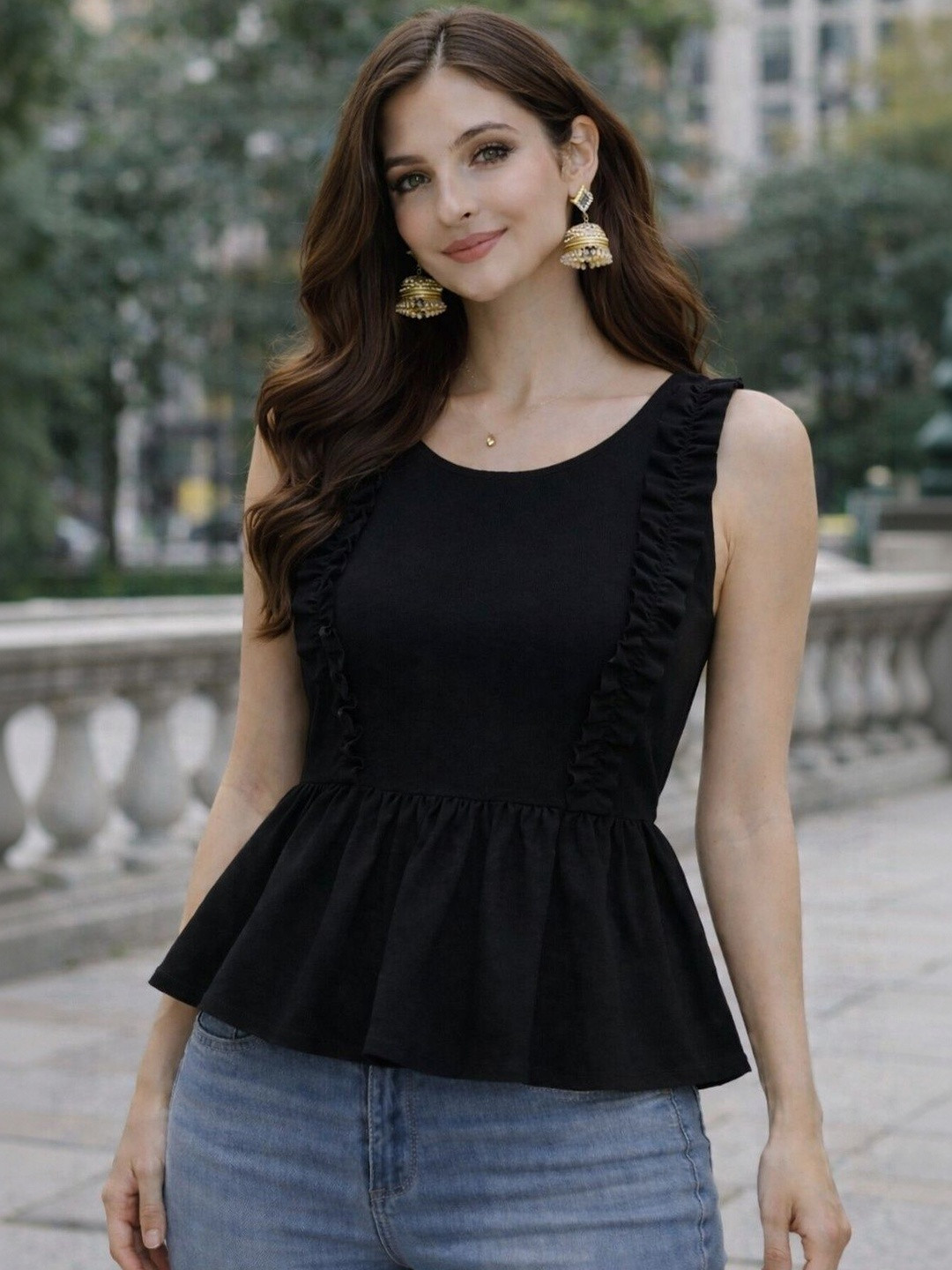 UNFAKENOW Women Cotton Blend Peplum Top