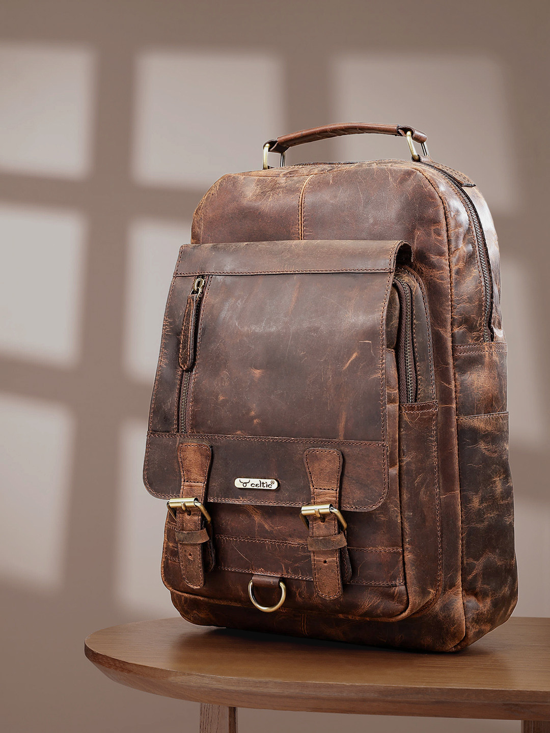 Celtic Premium Textured Leather Backpack