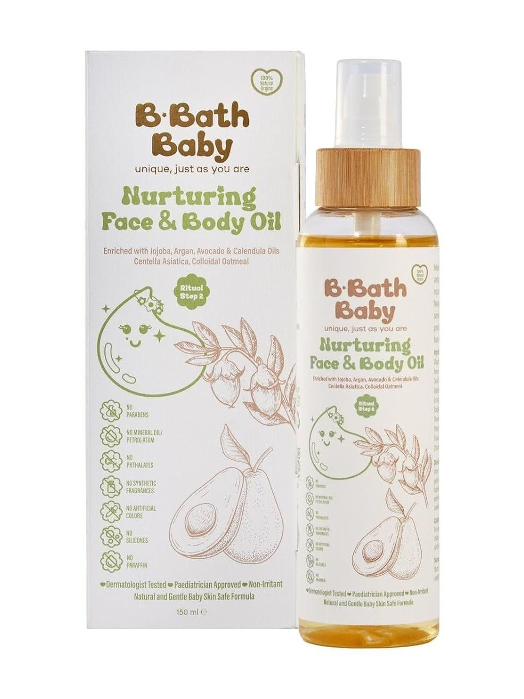 B.Bath Baby Massage Oil For Nurturing Face & Body Oil - 150 ml