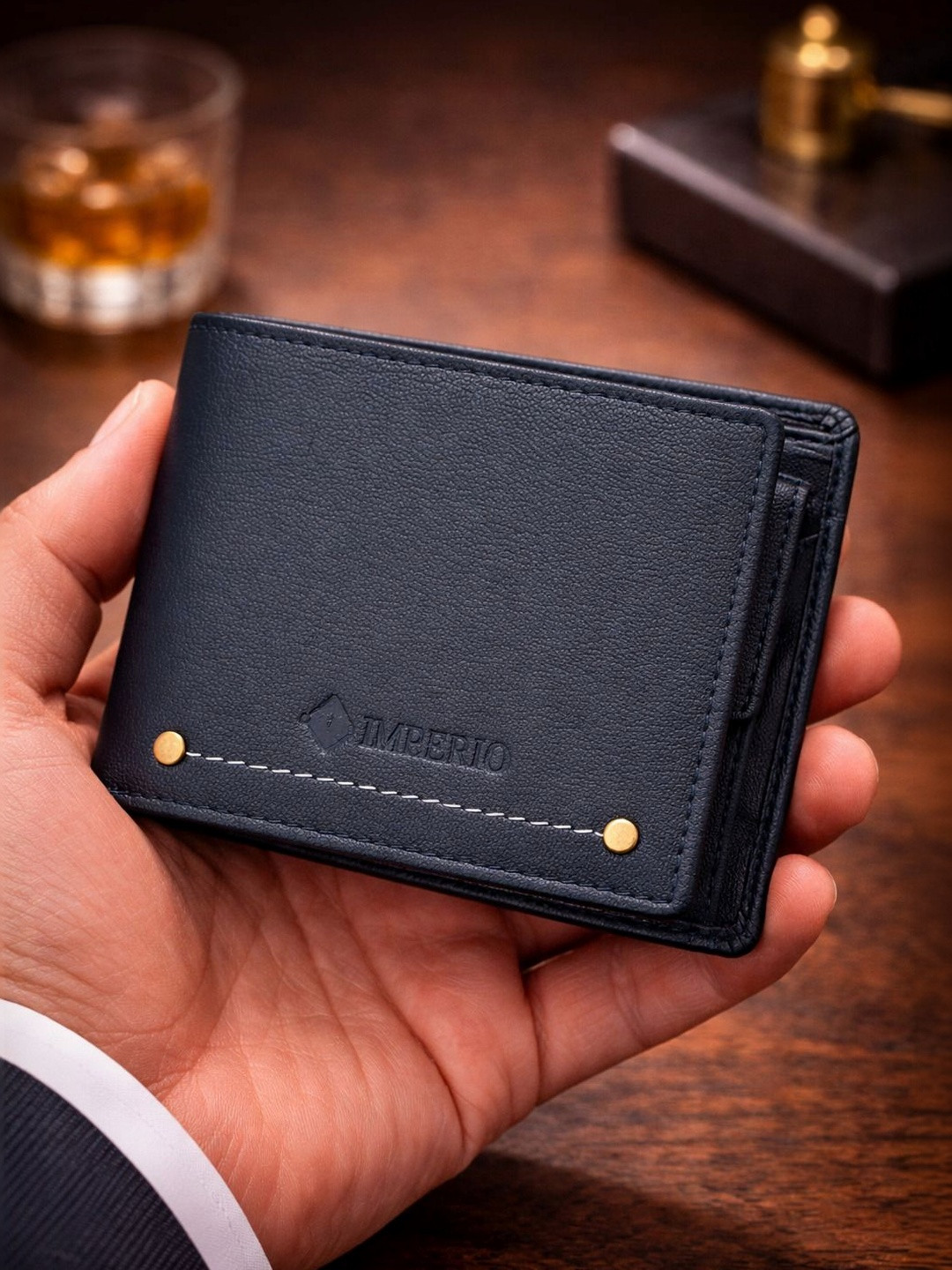 Ajanta Men Brand Logo Leather Two Fold Wallet