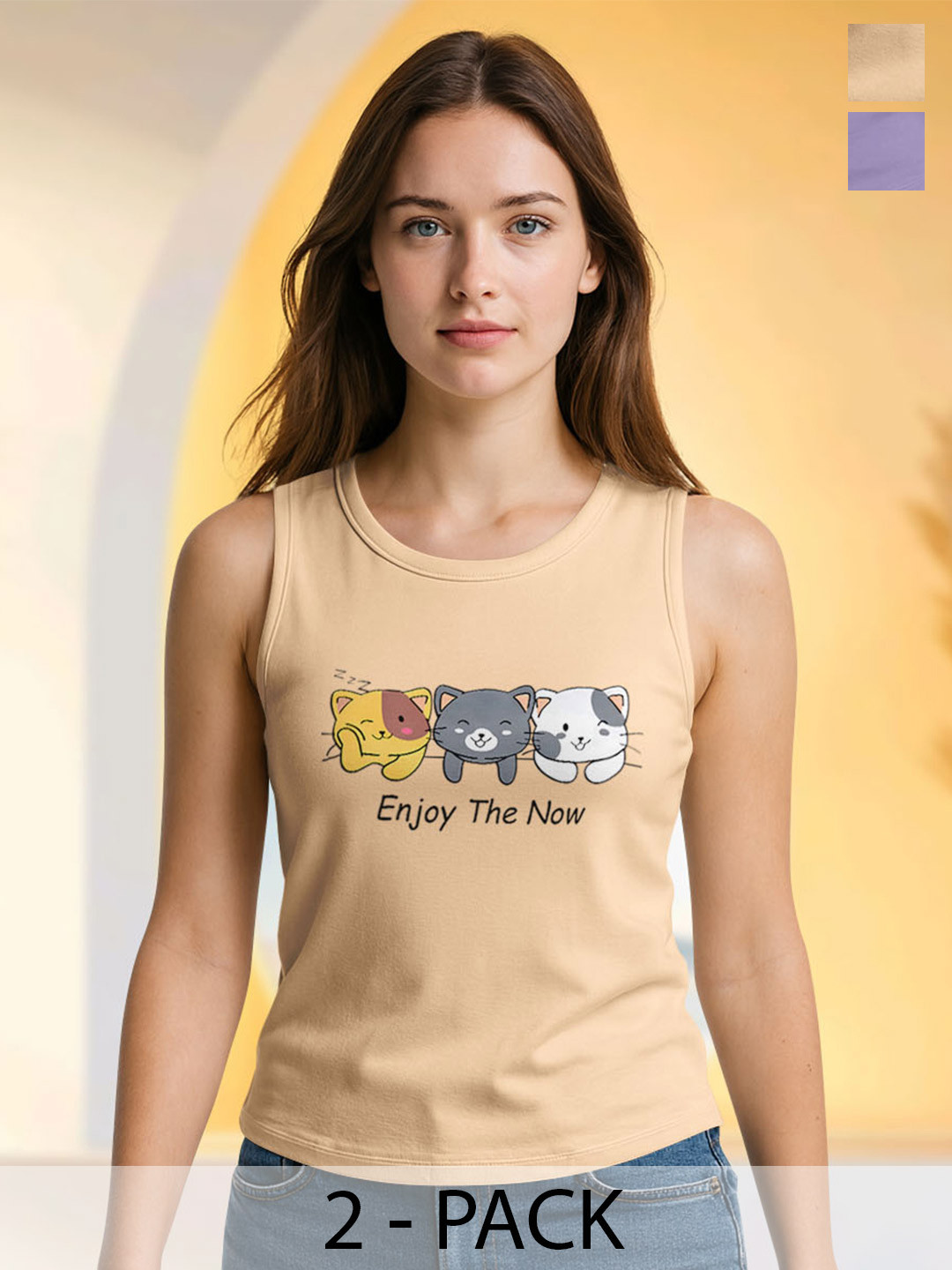 HELLCAT Pack Of 2 Printed Cotton Tops