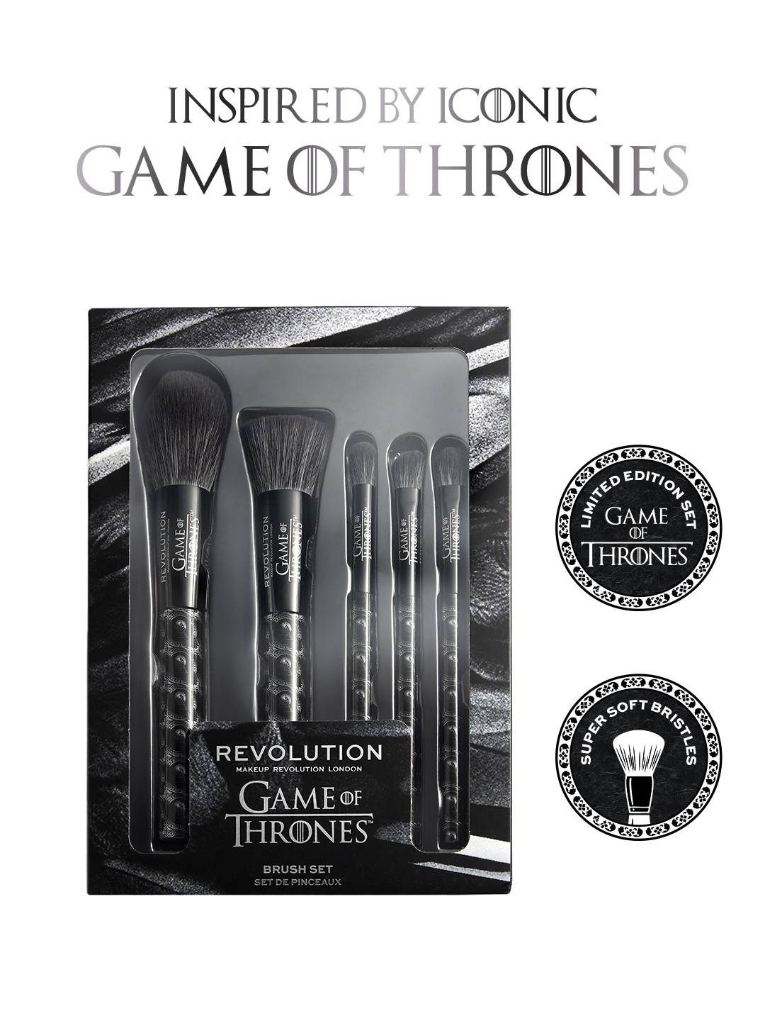 Makeup Revolution London Game of Thrones 3 Eyed Raven Brush Set - Black