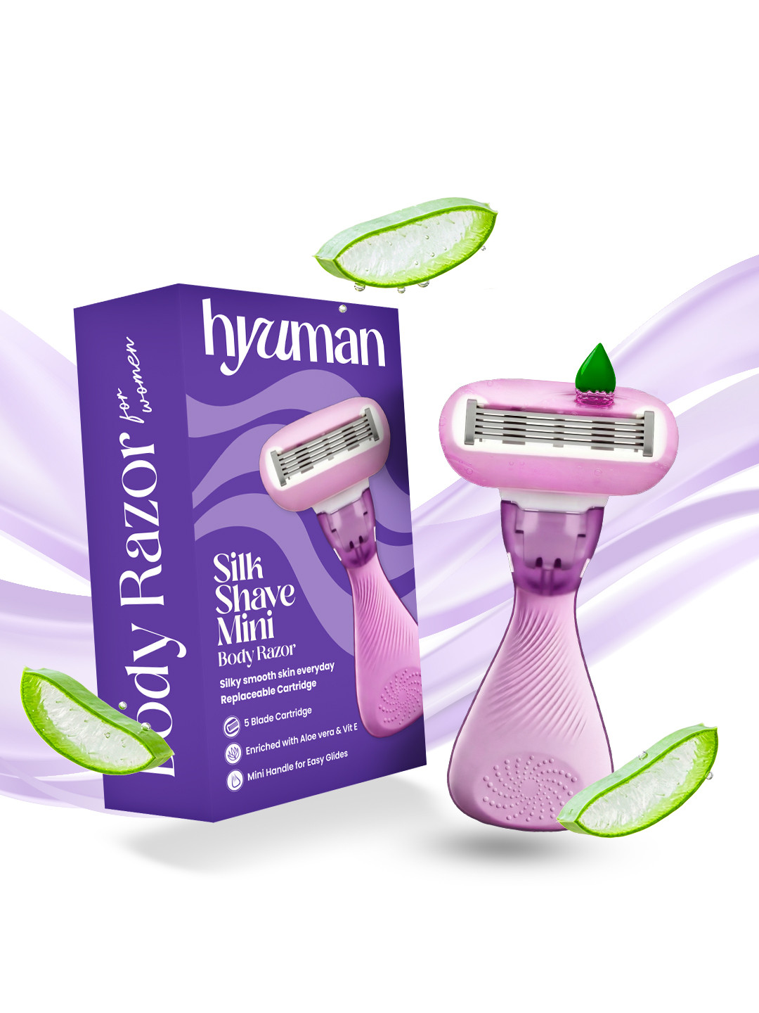 Hyuman 5 Sweeden Steel Blade With Aloe Vera Lubrication Strip Mini Body Razor-1 Unit